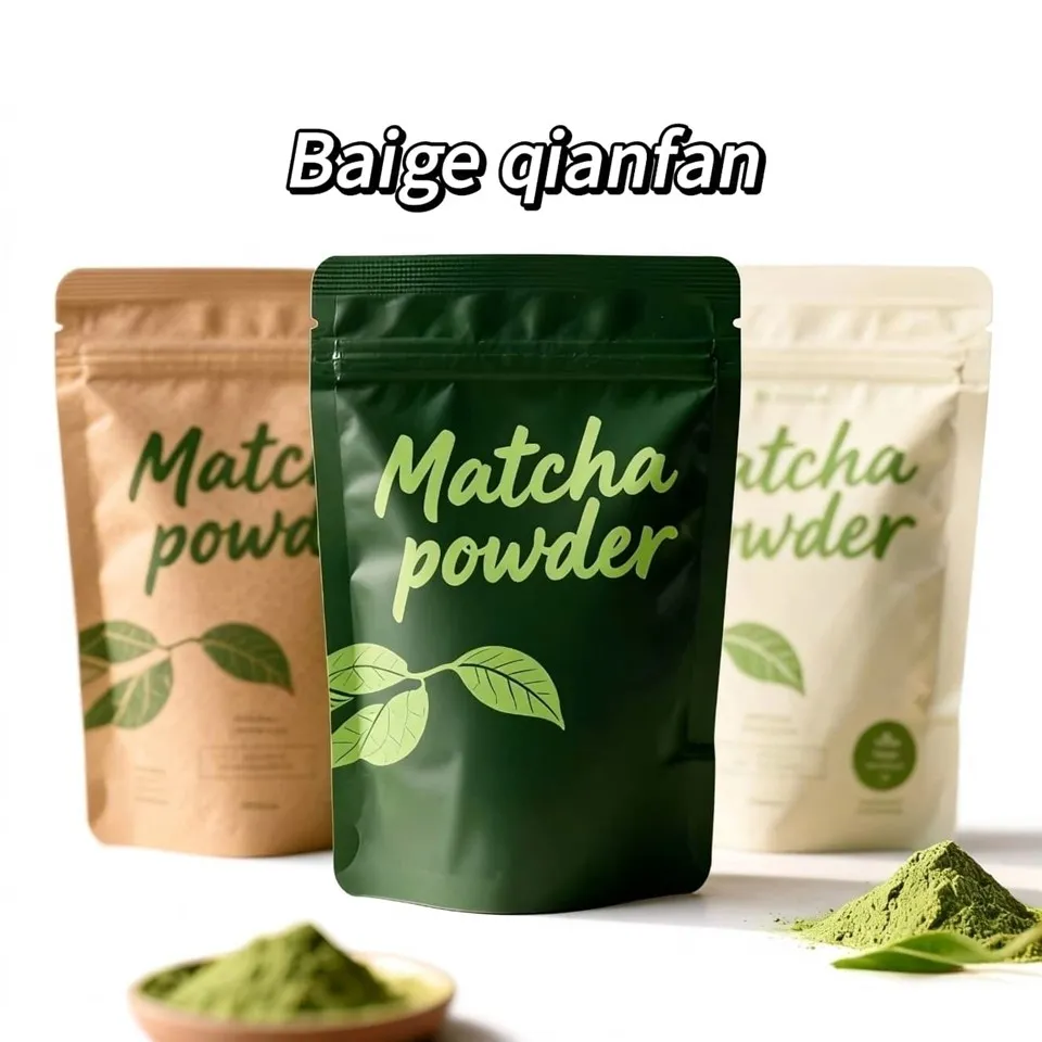 Bolsa de embalaje con cremallera de pie en polvo Matcha