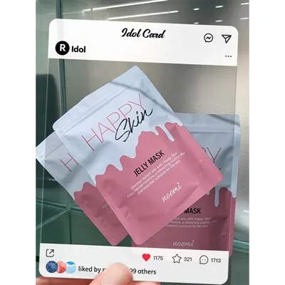 Venta caliente personalizada impresa 3 lados termosellados plástico cosmético papel de aluminio máscara facial bolsas de embalaje bolsa